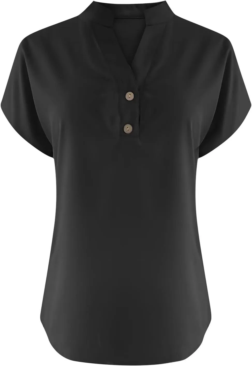 2025 Womens Summer Cotton Linen Tops Trendy Plus Size Button Notch V Neck Short Sleeve Blouses Loose Flowy Work Shirts