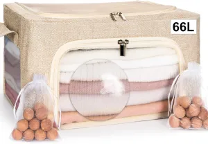 66L Large Cashmere Sweater Storage Bags | With 2 Bags of Natural Cedar Ball | Breathable Cashmere Garment Bag for Merino Wool/Knit Sweater, Stackable Knitwear Wool Clothes Storage Organizer Pouch