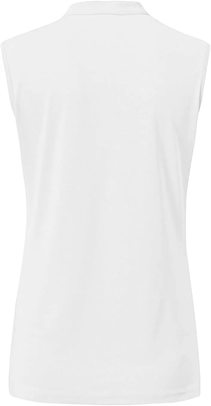 BASUDAM Women's Sleeveless Golf Polo Shirts V-Neck Collarless Tennis Athletic T-Shirts Quick Dry