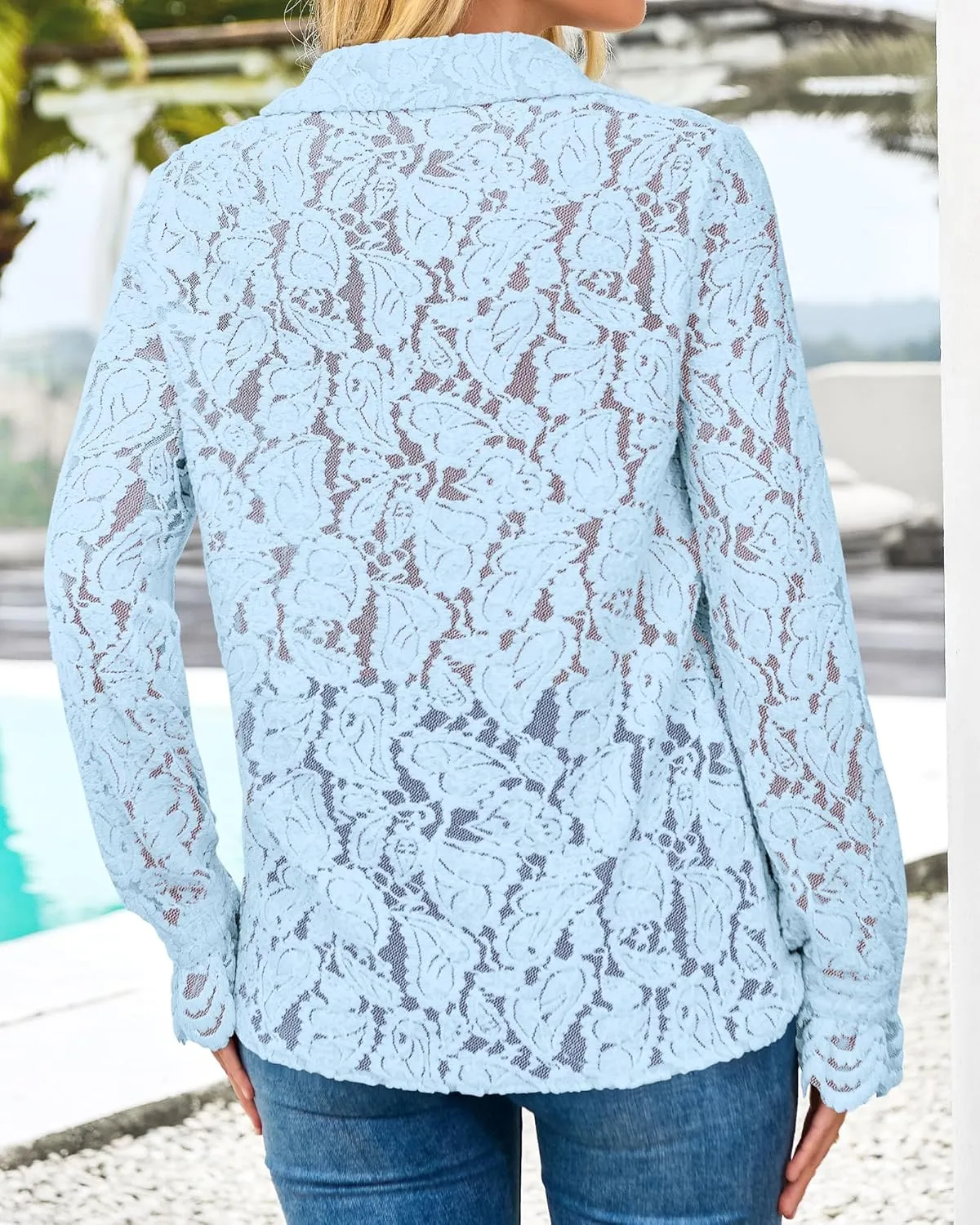 BTFBM Long Sleeve Lace Blouses for Women 2025 Spring Dressy Casual Button Down Shirts Date Night Outfit Club Party Tops