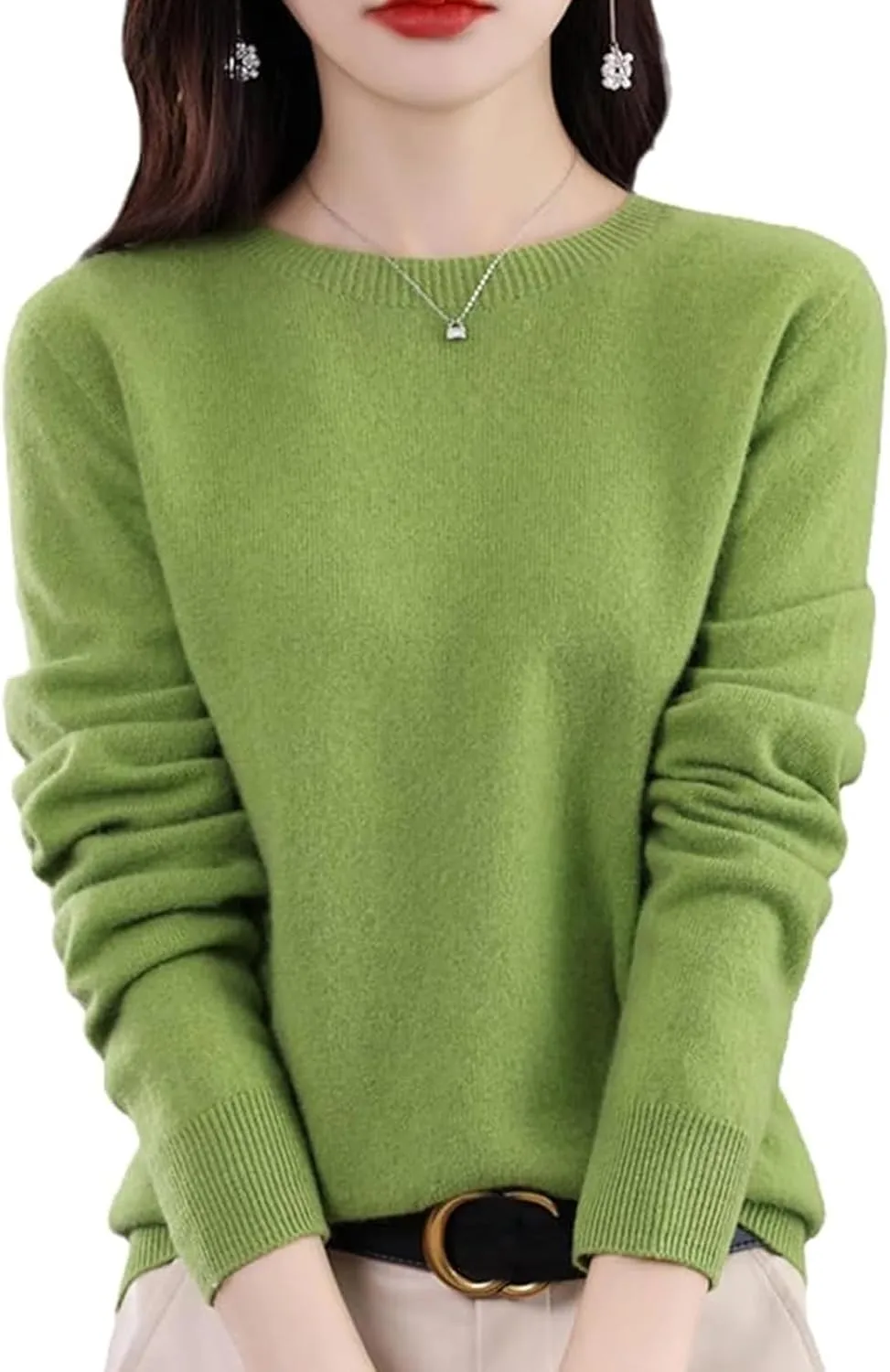 Cashmere Sweaters for Women, 100% Cashmere Crew Neck Warm Light Long Sleeve Elegant Soft Pullover Sweater