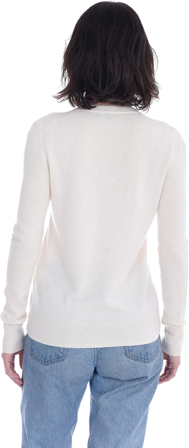 Cashmeren Womens Basic V-Neck Sweater 100% Pure Cashmere Long Sleeve Classic Pullover