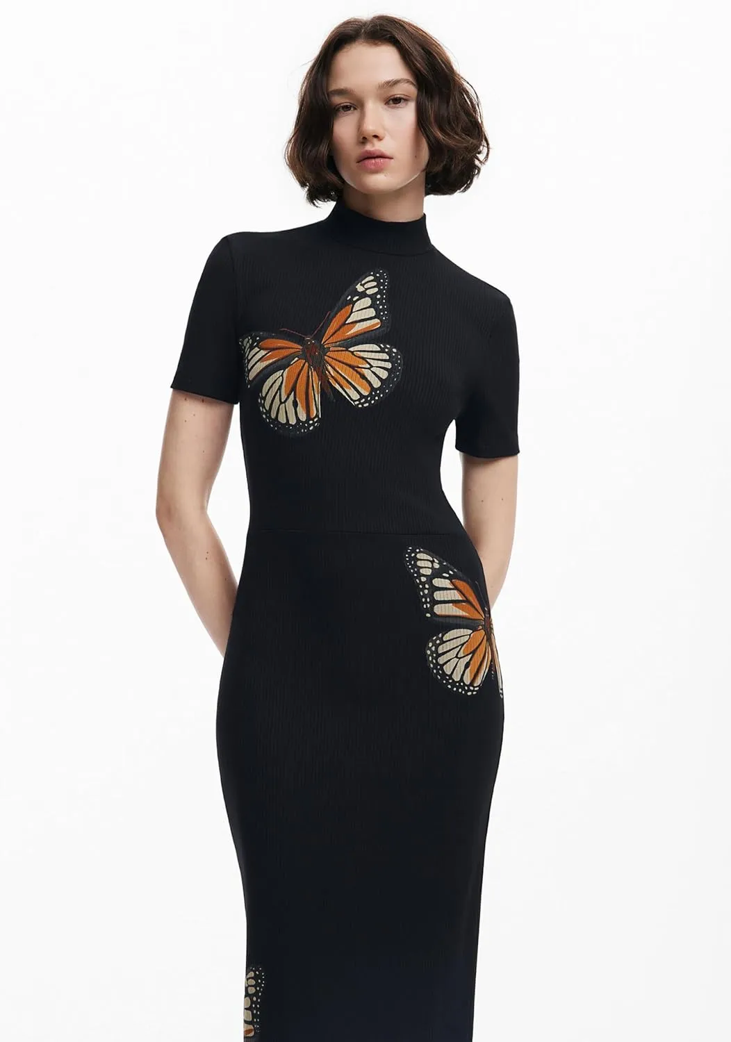 Desigual Women's Slim Midi Butterfly Dress