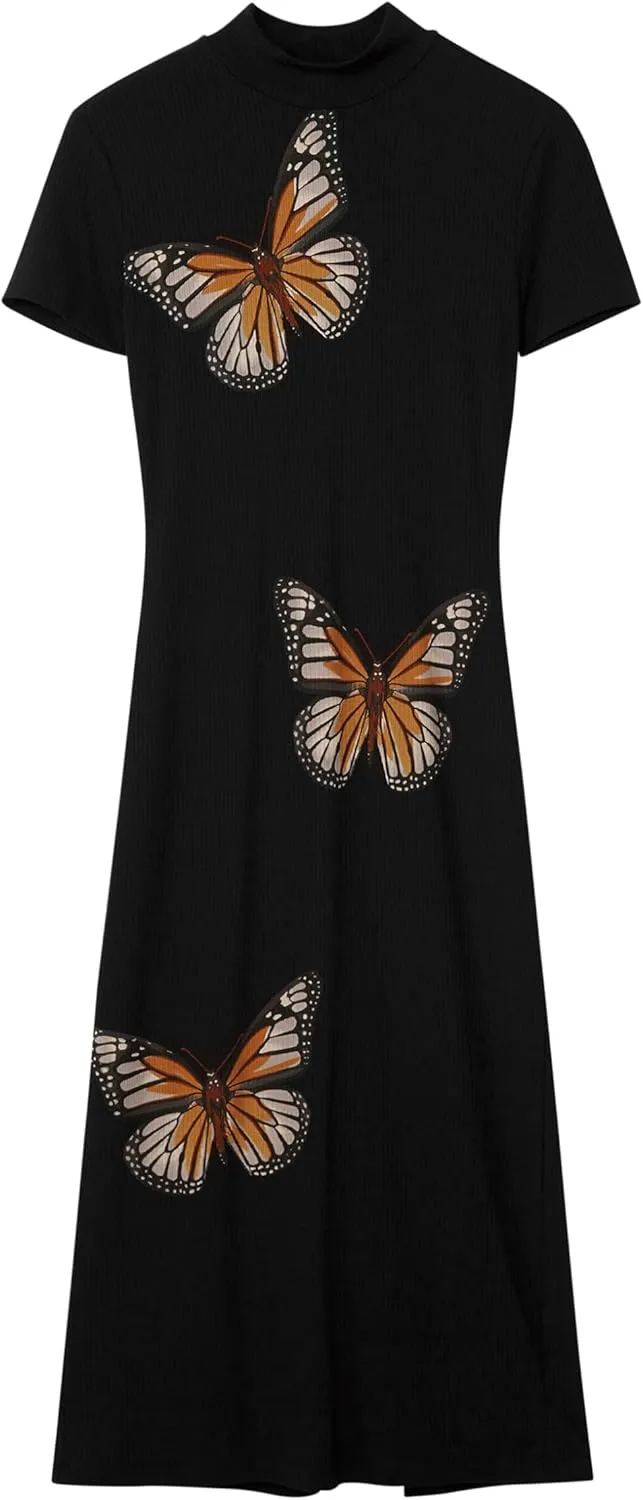 Desigual Women's Slim Midi Butterfly Dress