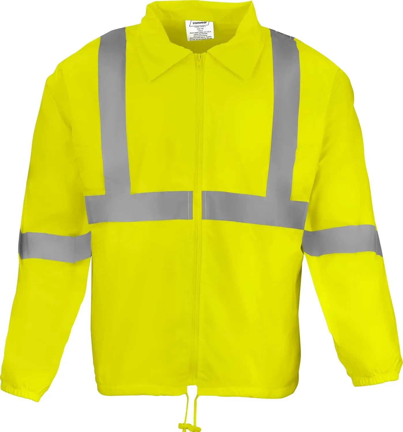 Ironwear 6445 Hi-Visibility Reflective Lightweight Windbreaker | ANSI Class 3 | Elastic Cuffs and Waist