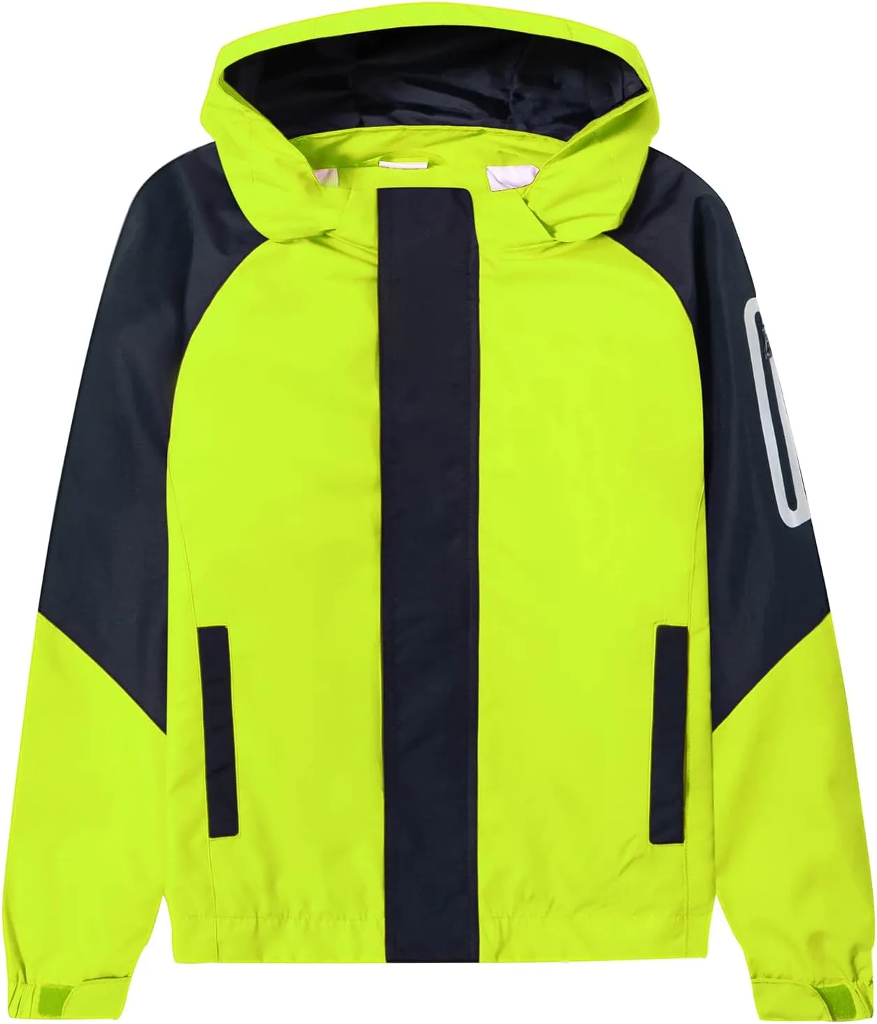 Kids Rain Jacket for Boys Girls Color Block Breathable Waterproof Raincoat