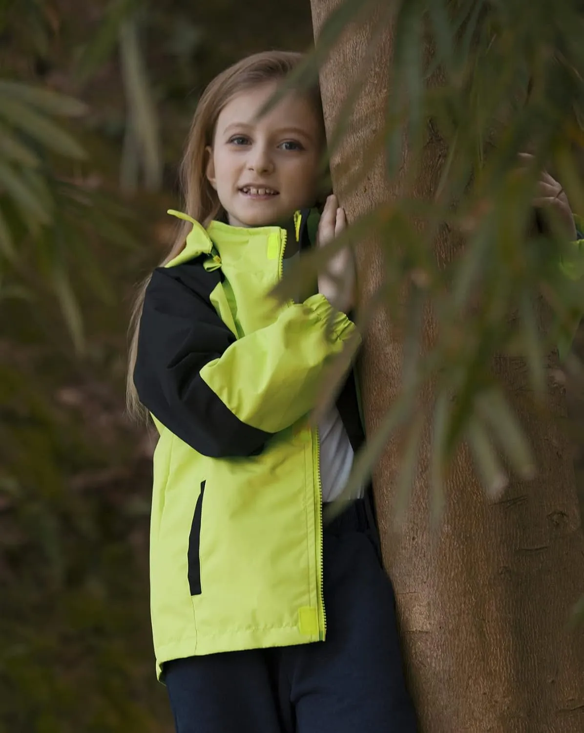 Kids Rain Jacket for Boys Girls Color Block Breathable Waterproof Raincoat