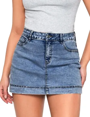 luvamia Jean Skorts for Woman Trendy High Waisted Stretchy Denim Skirt with Shorts Y2K Mini Skort Skirts Country Concert