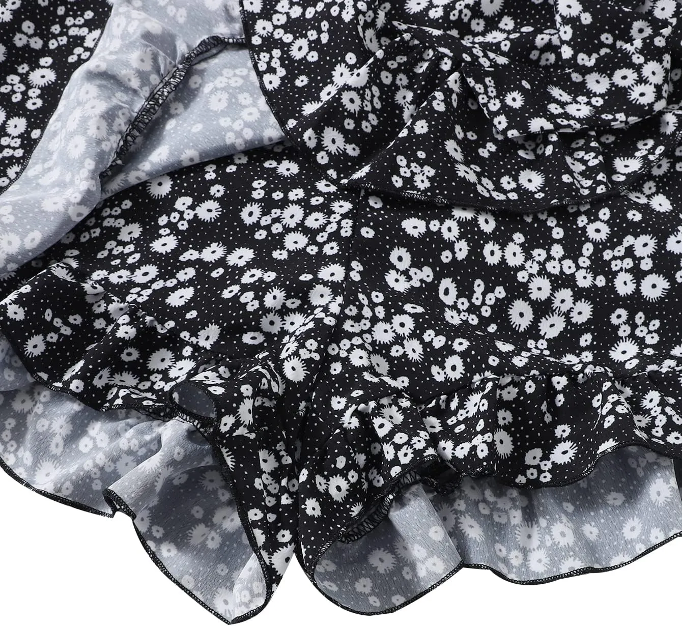 MakeMeChic Women's Boho Floral Print Elastic Waist Ruffle Wrap Tie Skorts Skirt Skorts
