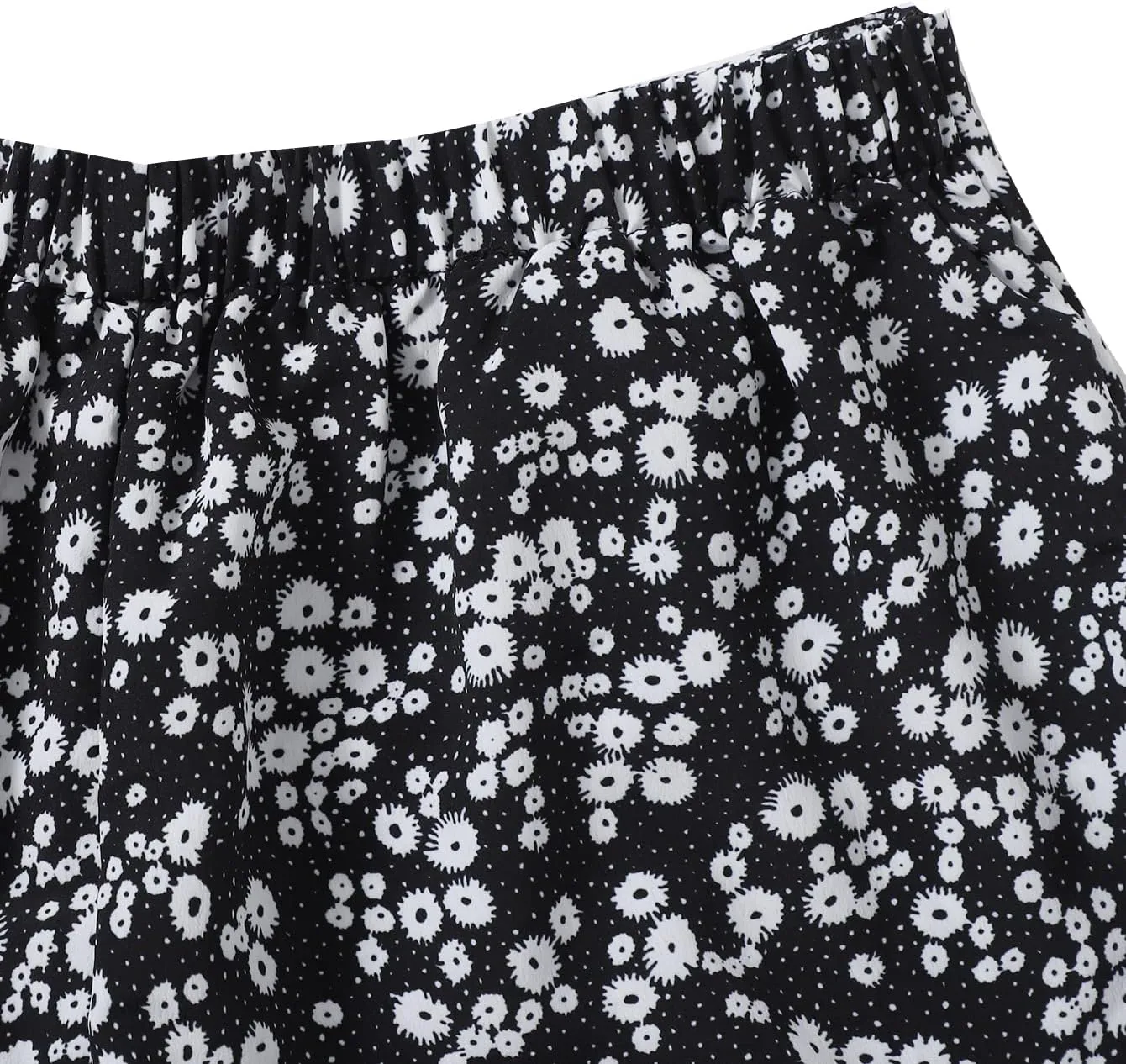 MakeMeChic Women's Boho Floral Print Elastic Waist Ruffle Wrap Tie Skorts Skirt Skorts
