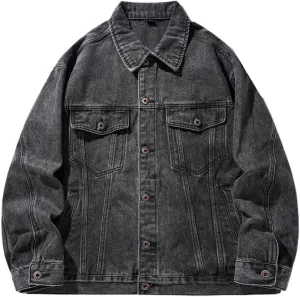 Men's Coat Spring Autumn Retro Workwear Loose American Denim Jacket