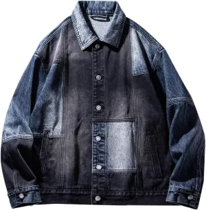 Men's Denim Jacket Autumn Loose American Workwear Coat for Men