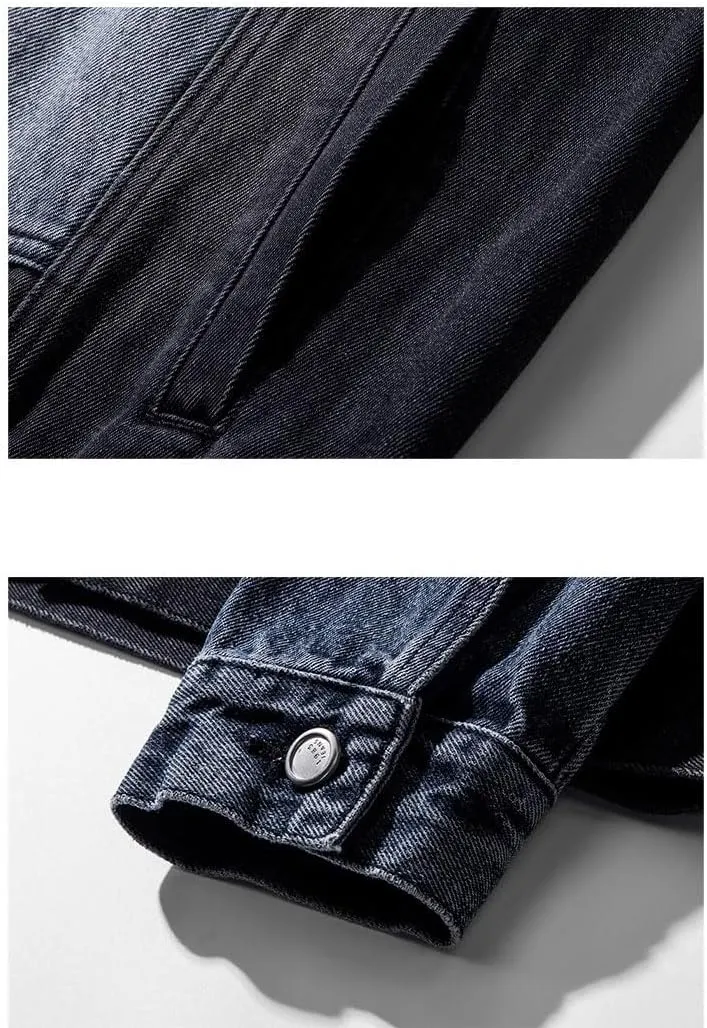 Men's Denim Jacket Autumn Loose American Workwear Coat for Men