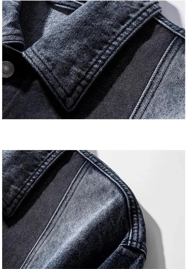 Men's Denim Jacket Autumn Loose American Workwear Coat for Men