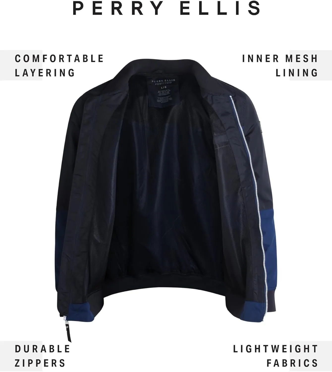 Perry Ellis Men's Jacket - Lightweight Windbreaker - Zip Spring Golf Jacket - Water Resistant Bomber Jacket for Men (S-XXL)