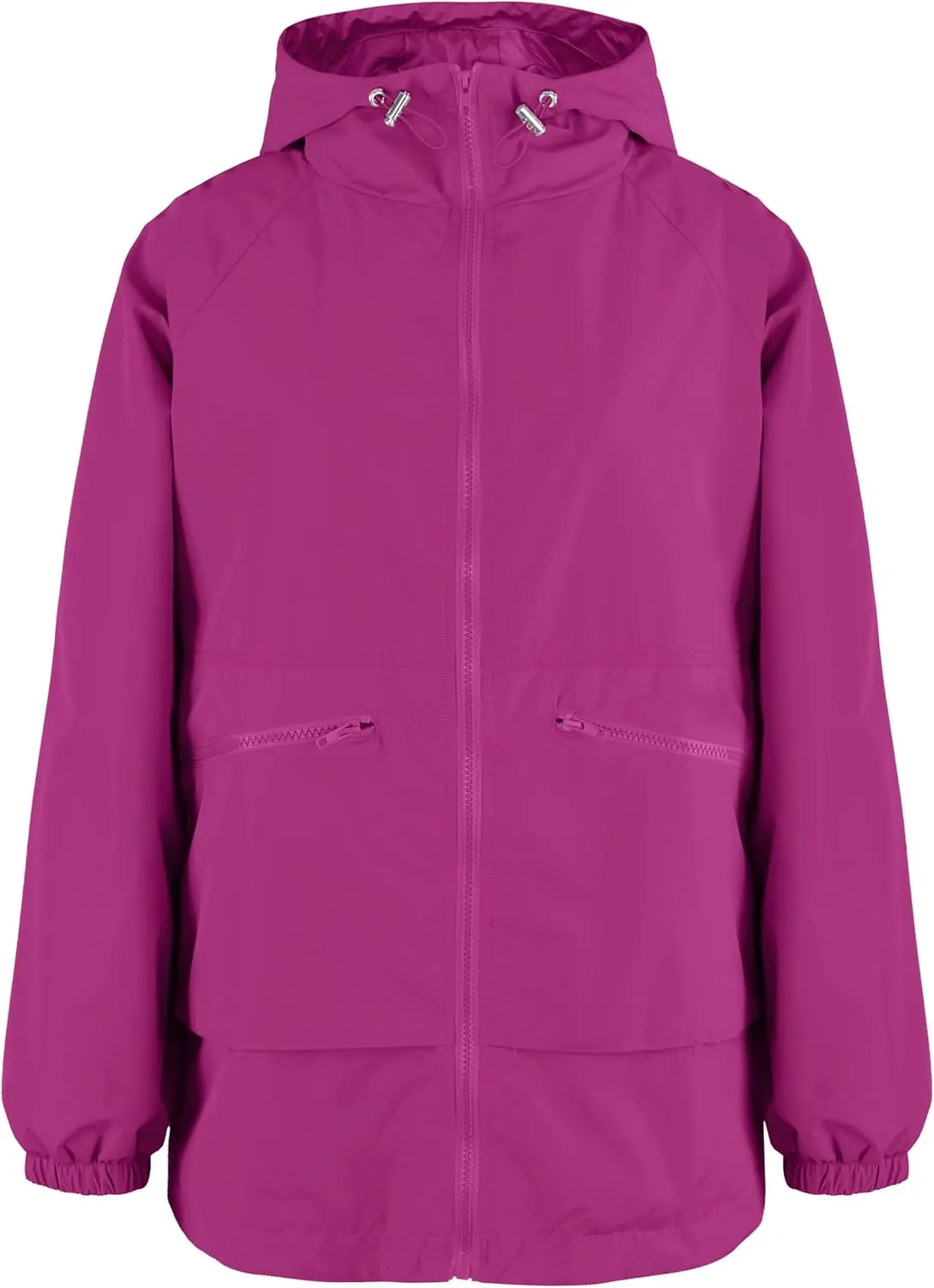 PESION Womens Waterproof Raincoat Lightweight Rain Jacket Trench Coat Hooded Windbreaker With Pockets for Outdoor