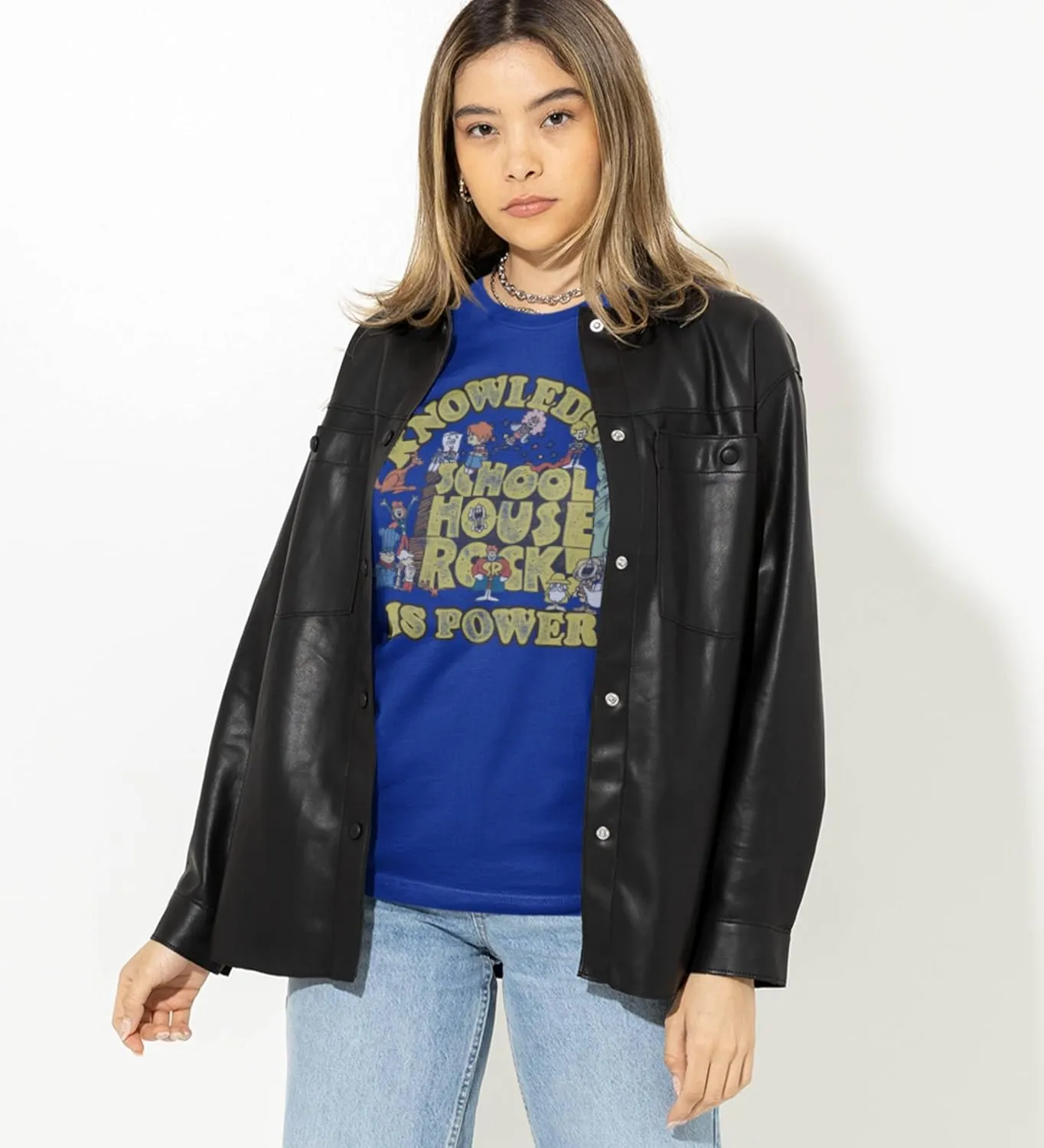 Ripple Junction Schoolhouse Rock Men's Short Sleeve T-Shirt Knowledge is Power Retro Vintage Nostalgia Officially Licensed