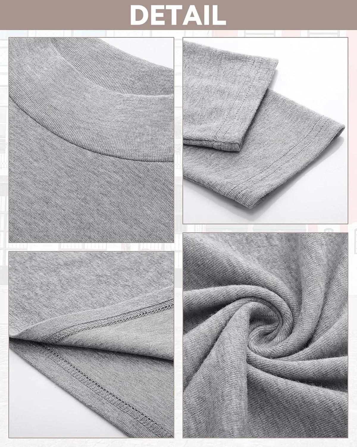 Riyiper 3 Pcs Men's Big and Tall Cotton Shirts Mock Turtleneck Long Sleeve Tops Loose Fit Plus Size Casual Basic Tees
