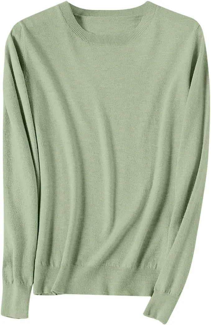 SERYU Cashmere Sweaters for Women Crewneck Long Sleeve Knit Spring Tops Jumper Knitted Pullover Cashmere Sweater