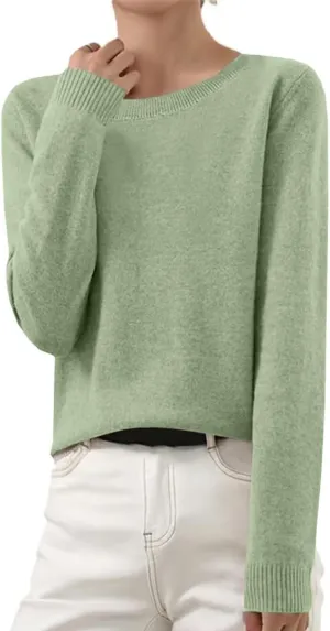 SERYU Cashmere Sweaters for Women Crewneck Long Sleeve Knit Spring Tops Jumper Knitted Pullover Cashmere Sweater