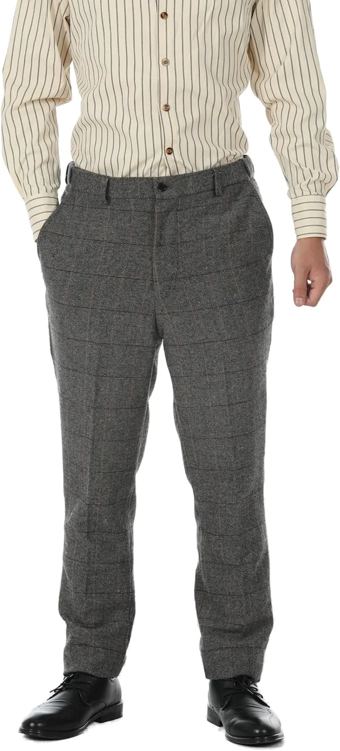 SevenBoy Men's Dress Pants Tweed Plaid Classic Fit Siut Separates Slim Stylish Wool Casual Business Suit Pants
