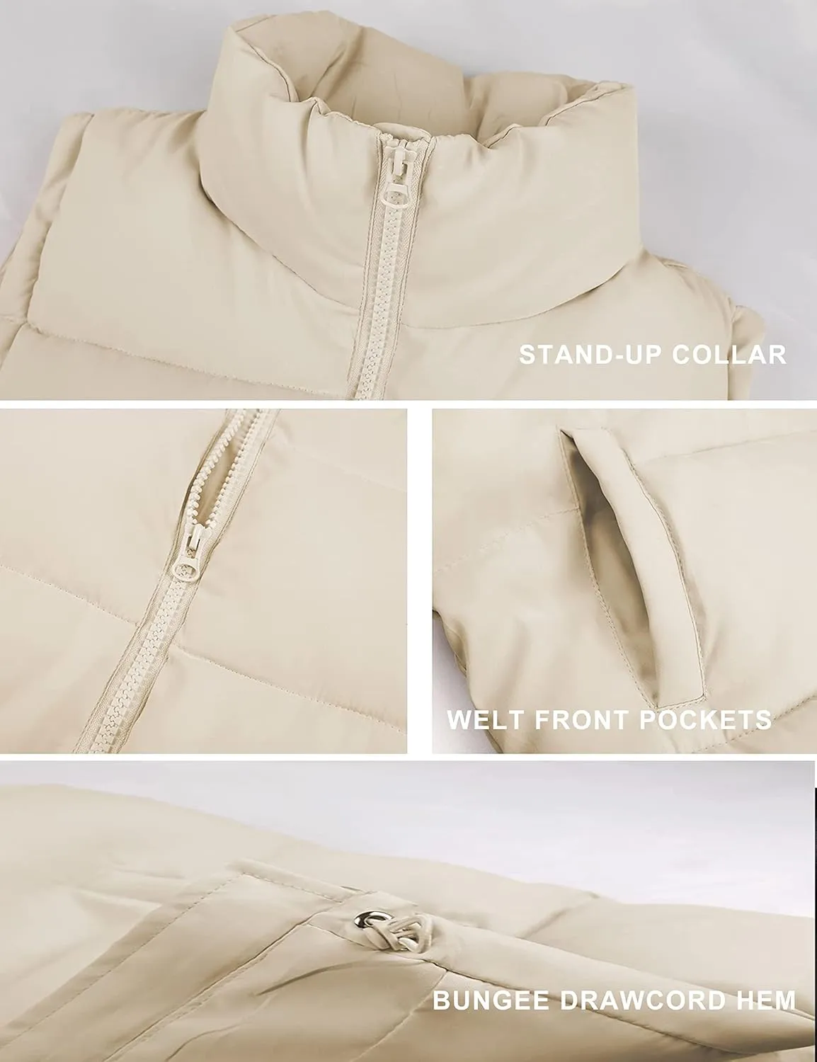Springrain Womens Oversized Quilted Puffer Vest Padded Warm Winter Jacket with Stand Collar Bubble Puffer Gilet