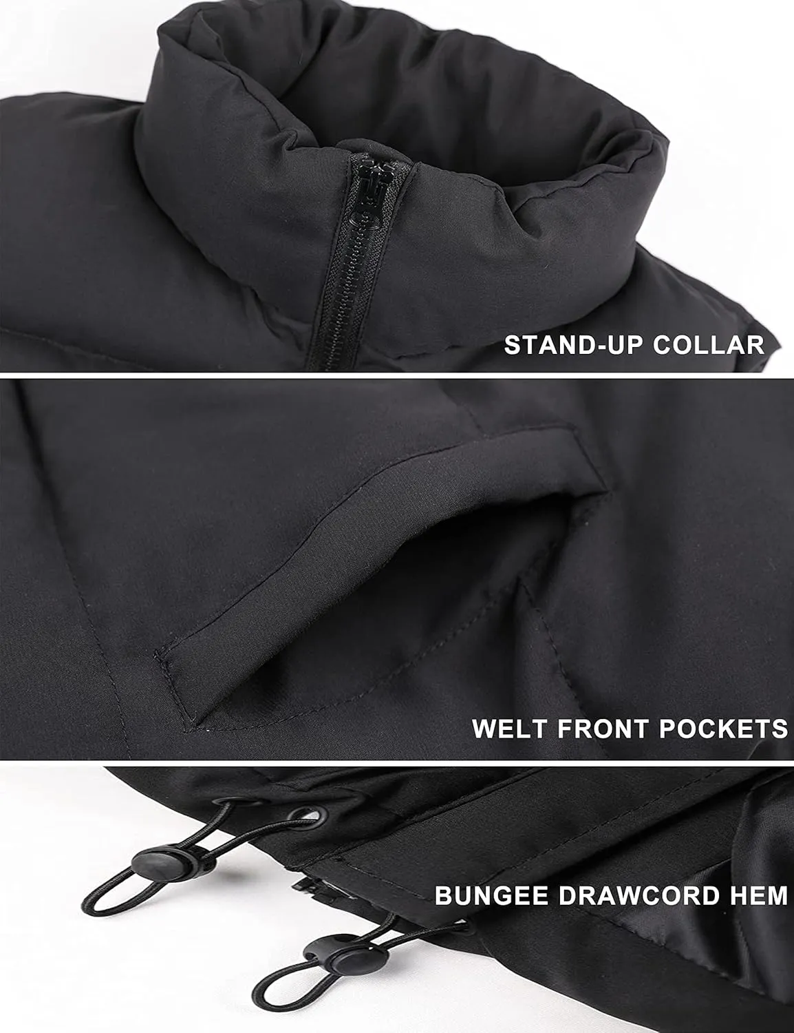Springrain Womens Oversized Quilted Puffer Vest Padded Warm Winter Jacket with Stand Collar Bubble Puffer Gilet