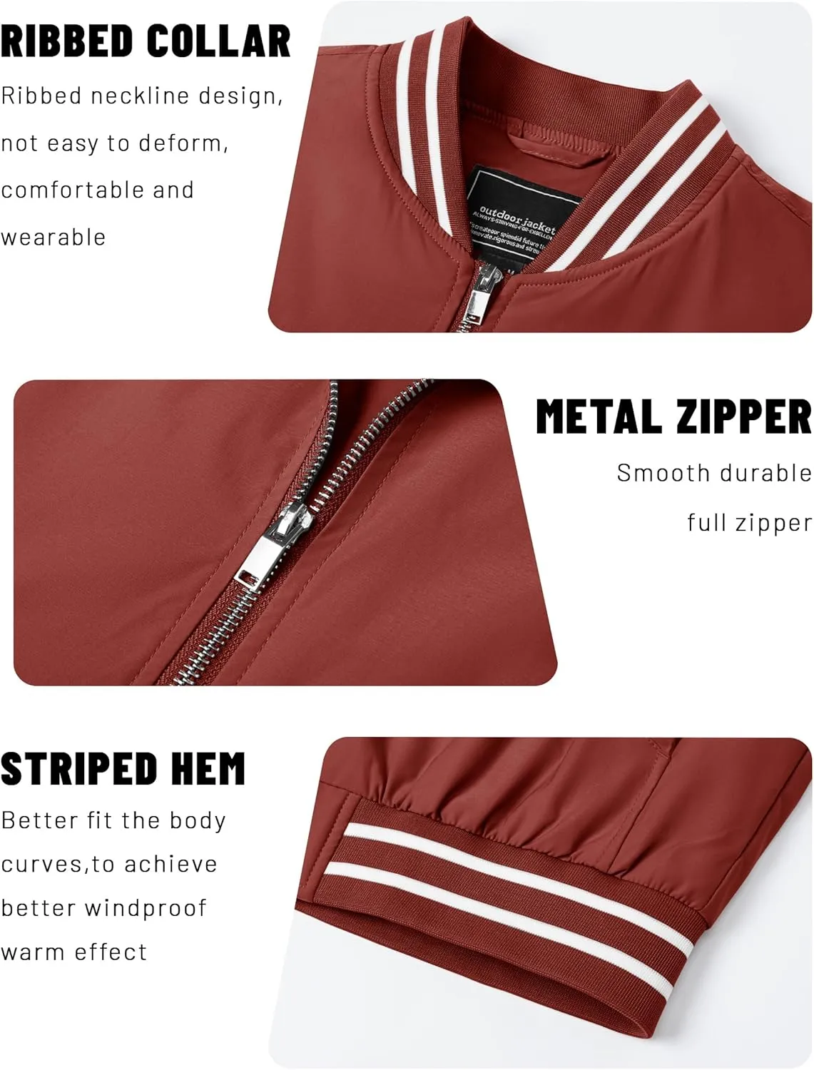 TACVASEN Men's Lightweight Jacket Casual Spring Fall Windbreaker Bomber Zip Up Coat With Pocket