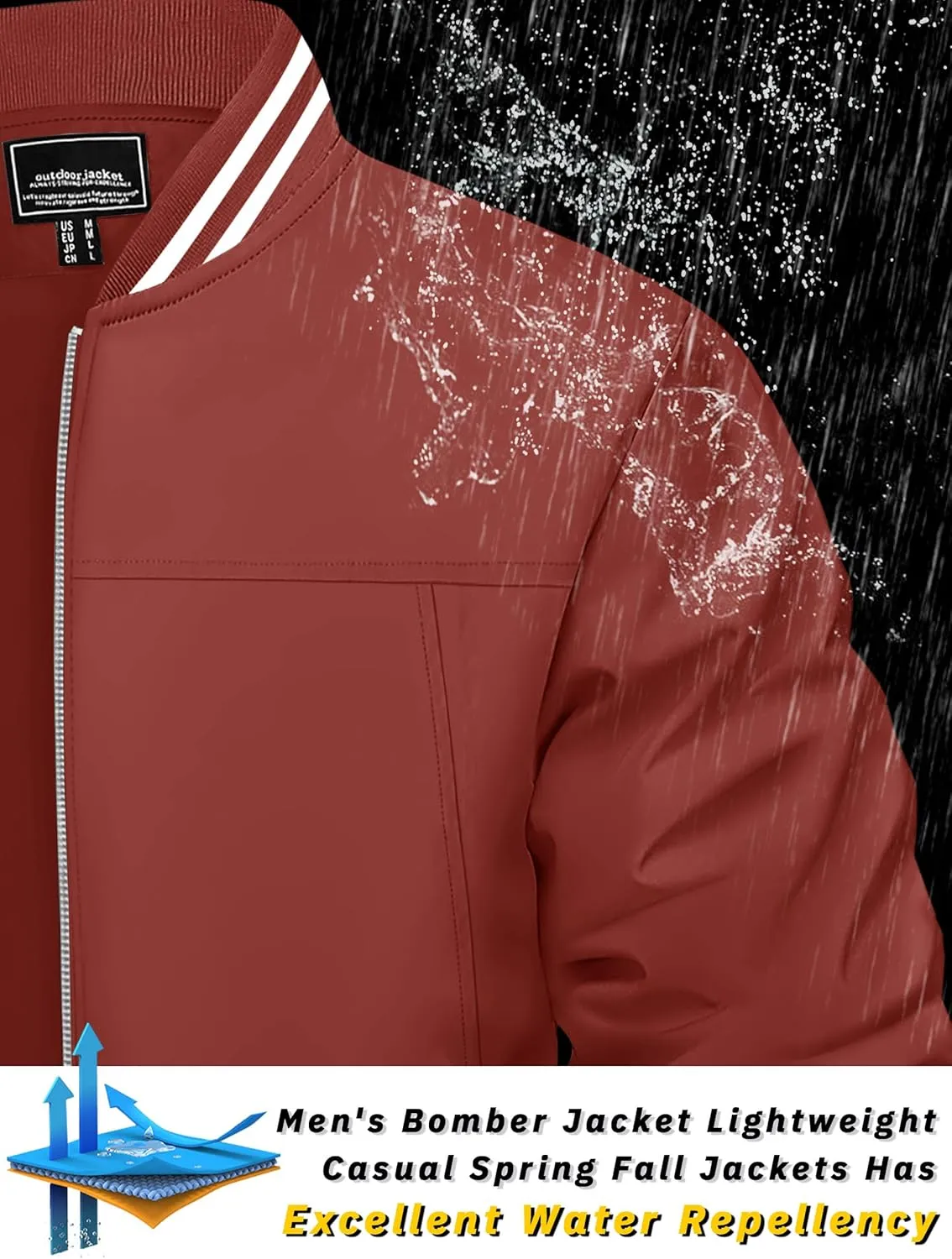 TACVASEN Men's Lightweight Jacket Casual Spring Fall Windbreaker Bomber Zip Up Coat With Pocket