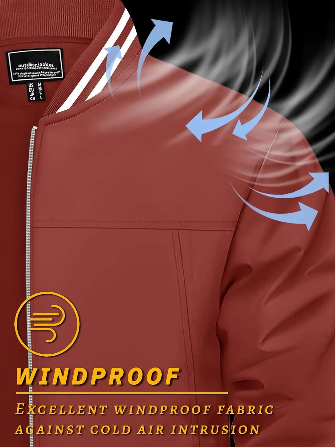 TACVASEN Men's Lightweight Jacket Casual Spring Fall Windbreaker Bomber Zip Up Coat With Pocket
