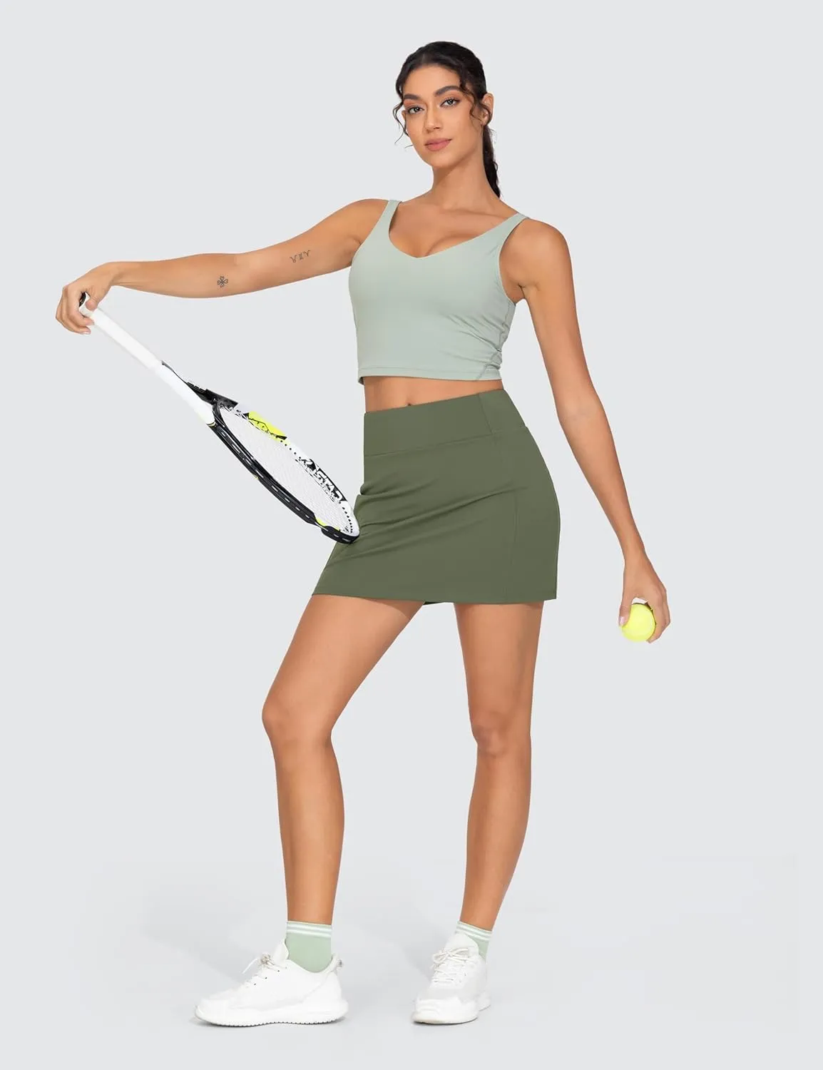 THE GYM PEOPLE Women's High Waisted Golf Skorts Tennis Mini Athletic Active Skirts Built-in Shorts with 3 Pockets