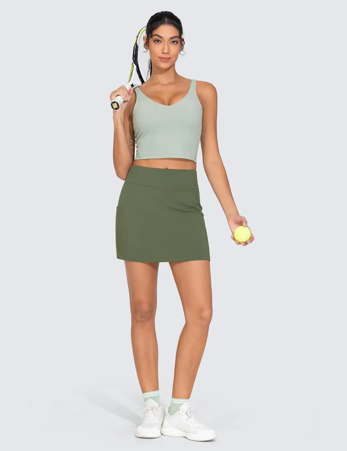 THE GYM PEOPLE Women's High Waisted Golf Skorts Tennis Mini Athletic Active Skirts Built-in Shorts with 3 Pockets