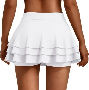 Trendy Queen Womens Pleated Tennis Skirt with Shorts Underneath Flowy Golf Mini Skorts with Pockets 2025 Ruffle Spring Outfit