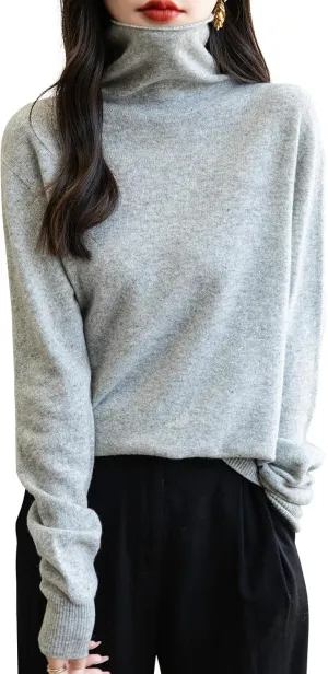 Women's 100% Merino Wool Seamless Sweater Turtleneck First-Line Ready to Wear Long Sleeve Knitted Pullover Tops