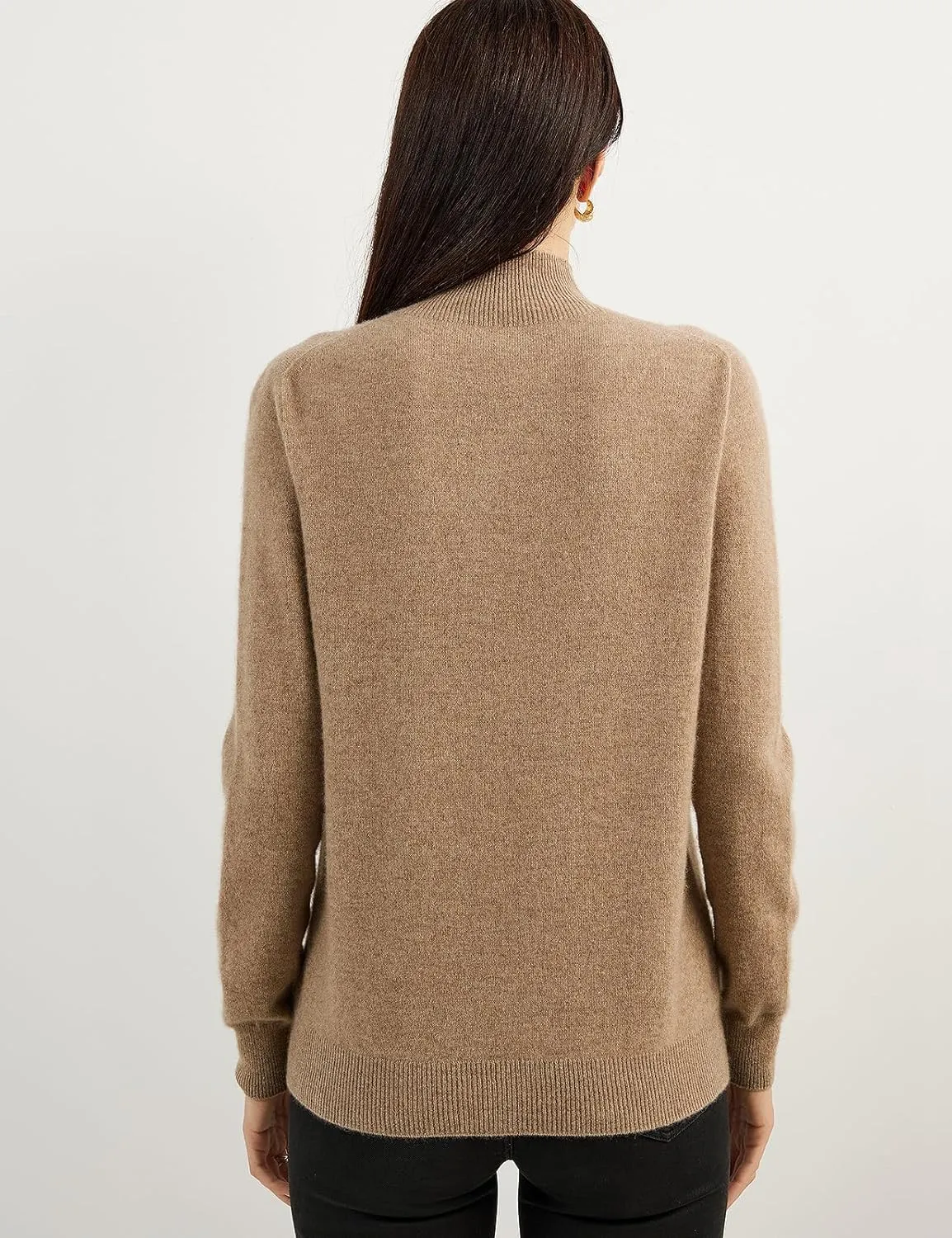 Women's 100% Pure Cashmere Sweater Mock Neck Long Sleeve Warm Leisure 2025 Fall Winter Knit Pullover