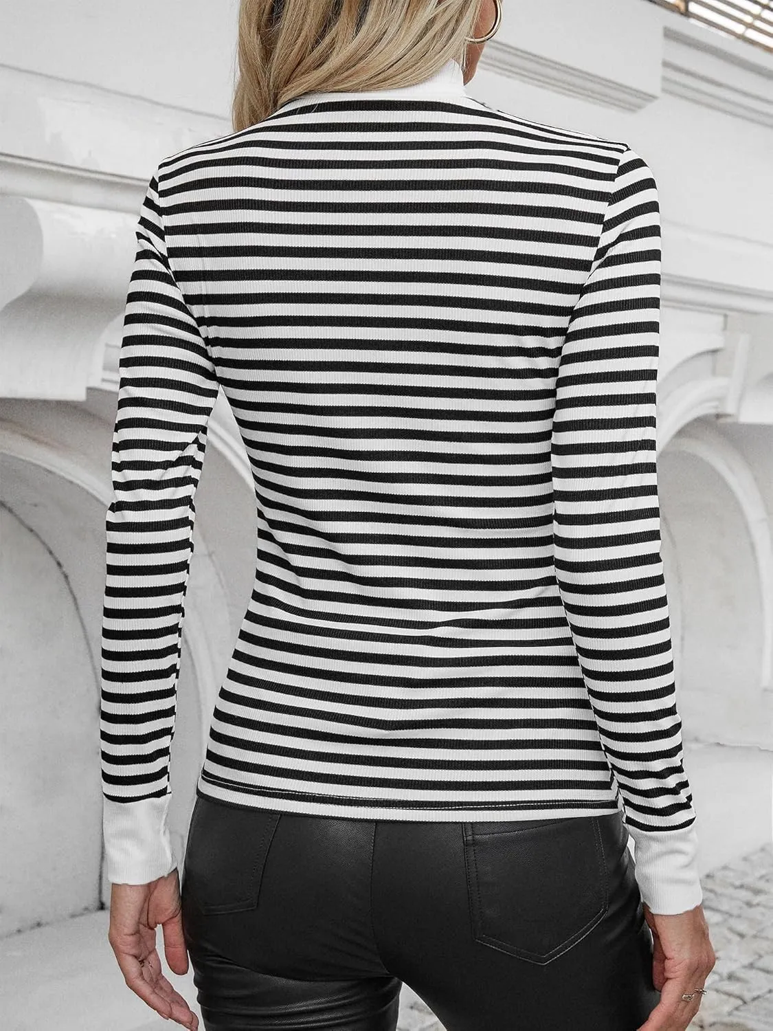Womens Mock Turtle Necks Tops Fall Winter Fitted Shirts for Women 2024