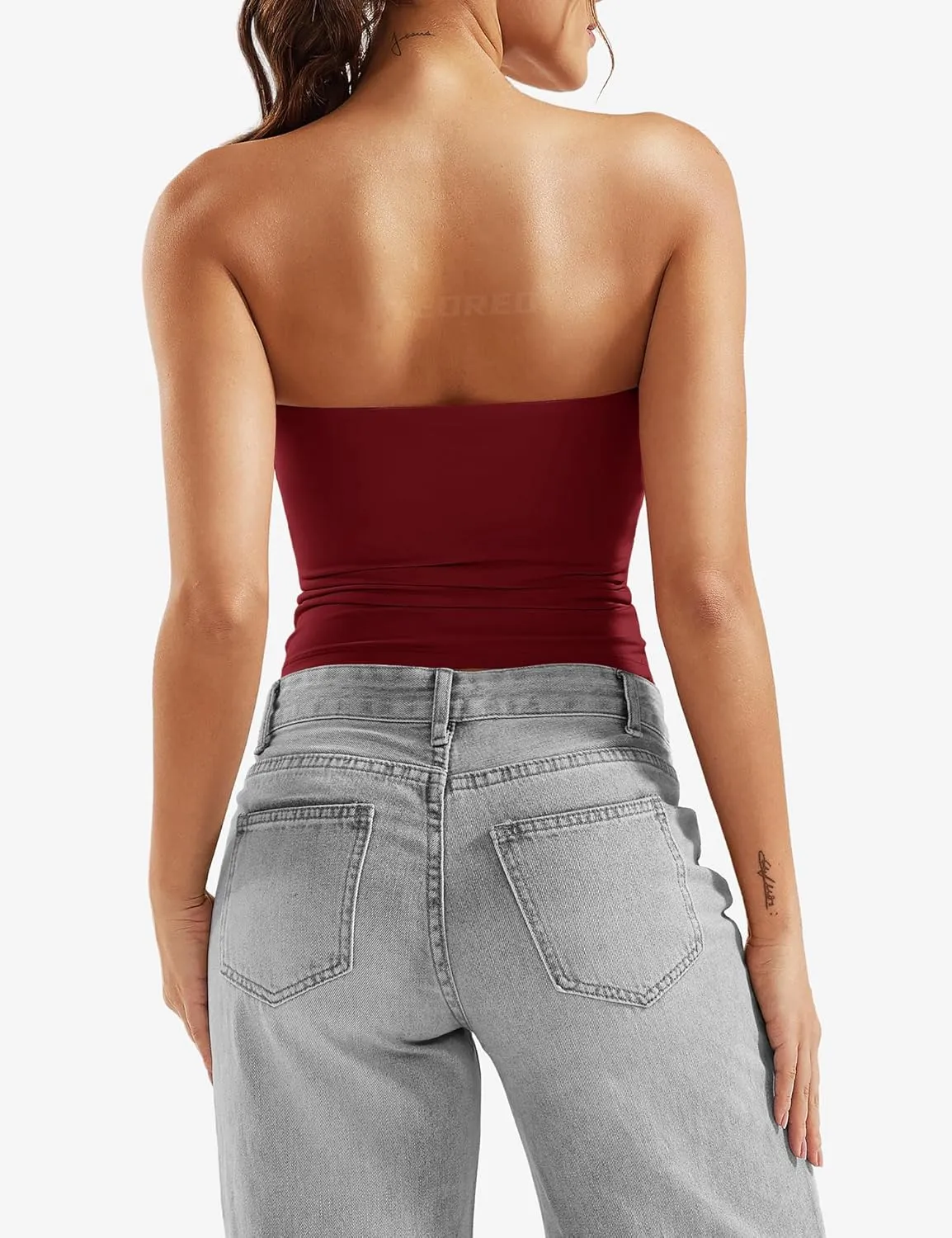 YEOREO Sophie Women Sexy Long Tube Tops Double Lined Basic Y2K Summer Cute Strapless Fitted Bandeau Going Out Crop Top Top