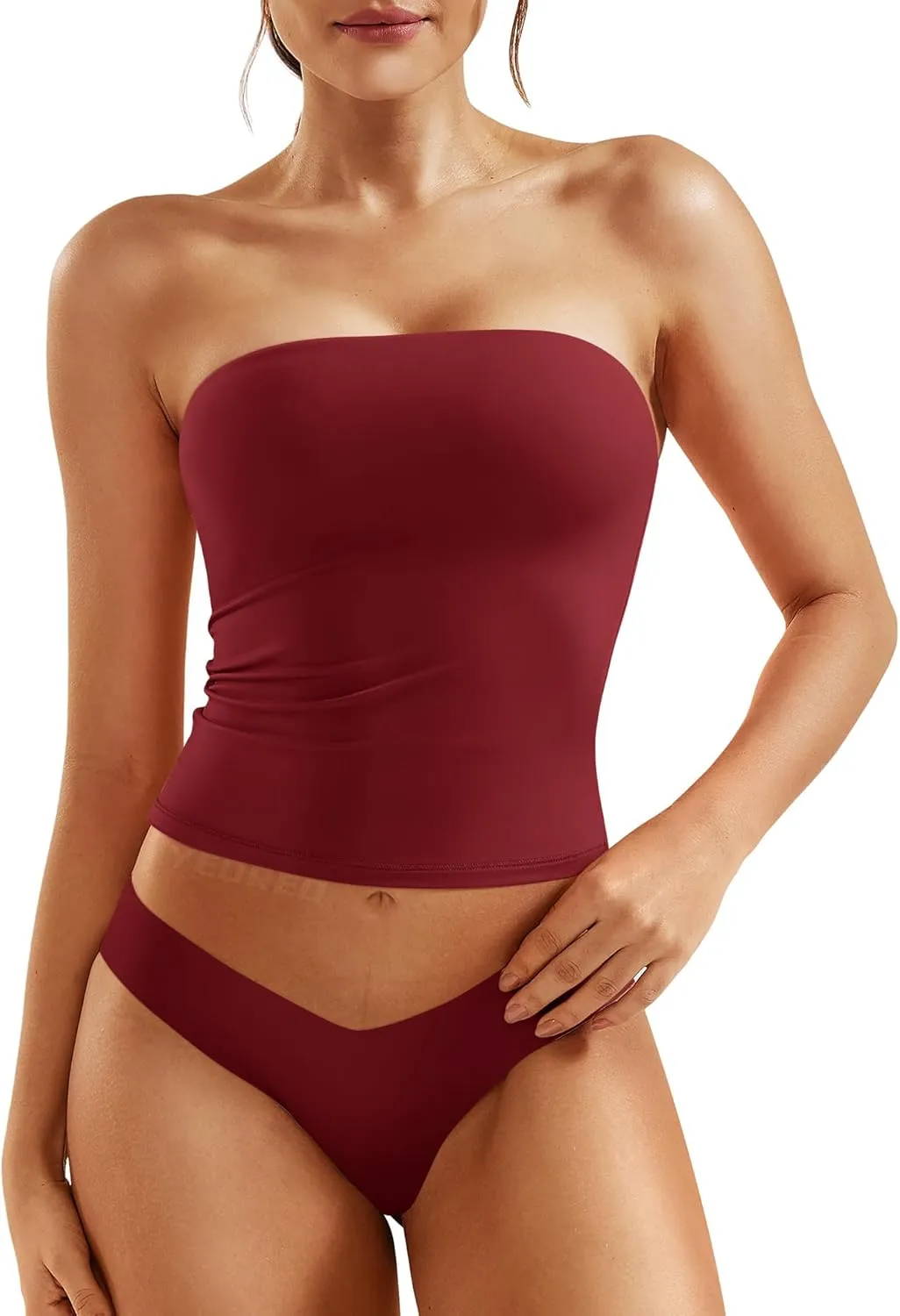 YEOREO Sophie Women Sexy Long Tube Tops Double Lined Basic Y2K Summer Cute Strapless Fitted Bandeau Going Out Crop Top Top
