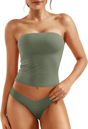 YEOREO Sophie Women Sexy Long Tube Tops Double Lined Basic Y2K Summer Cute Strapless Fitted Bandeau Going Out Crop Top Top