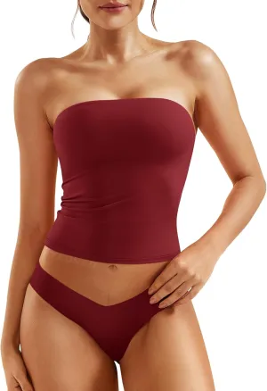 YEOREO Sophie Women Sexy Long Tube Tops Double Lined Basic Y2K Summer Cute Strapless Fitted Bandeau Going Out Crop Top Top