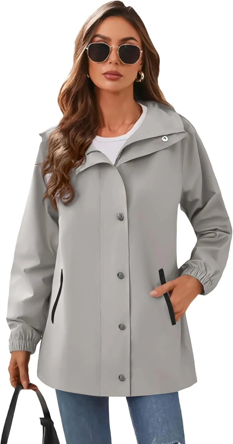 Zeagoo Women's Waterproof Rain Jacket With Hood - Lightweight Windbreaker Raincoat With Pockets for Outdoor